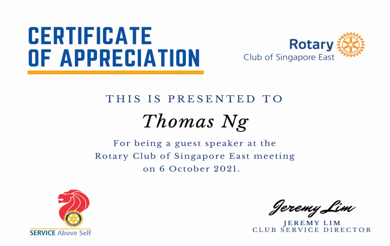 Thomas Ng - Rotary Club of Singapore East